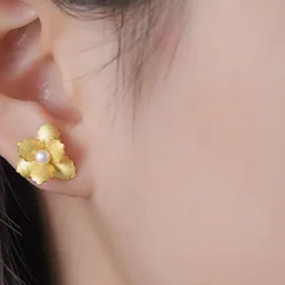 925 Silver Artisan Handmade The Zakaryah Flower & Natural Pearl Earrin… - Picture 8 of 9